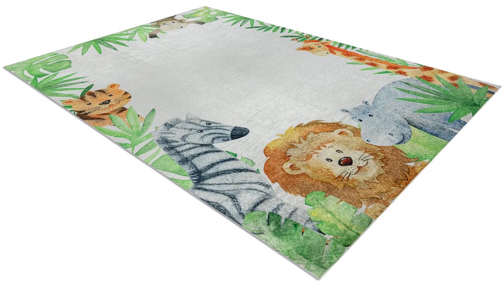 BAMBINO 54090 covor lavabil Animale, Africa pentru copii anti-alunecare - alb / verde