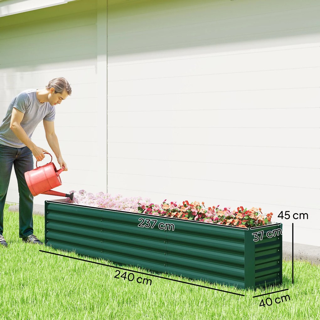 Outsunny Pat Ridicat pentru Grădină Exterioară cu Fund Deschis și Margini Rotunjite, 240x40x45 cm, Verde | Aosom Romania