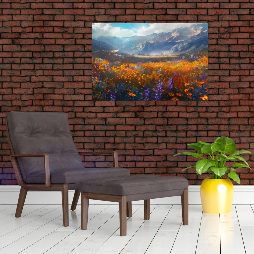 Tablou - Peisaj montan pictat II. (90x60 cm)