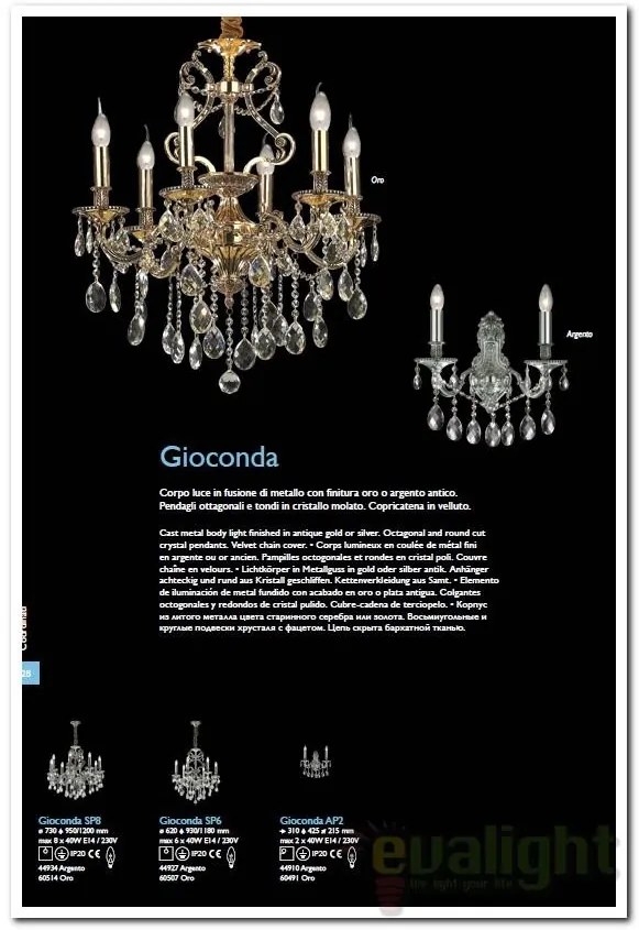 Aplica cristal Venezian auriu GIOCONDA AP2 ORO 060491