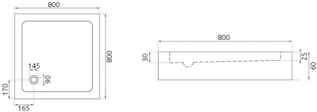 Cadita pentru dus Savoy alba 80x80