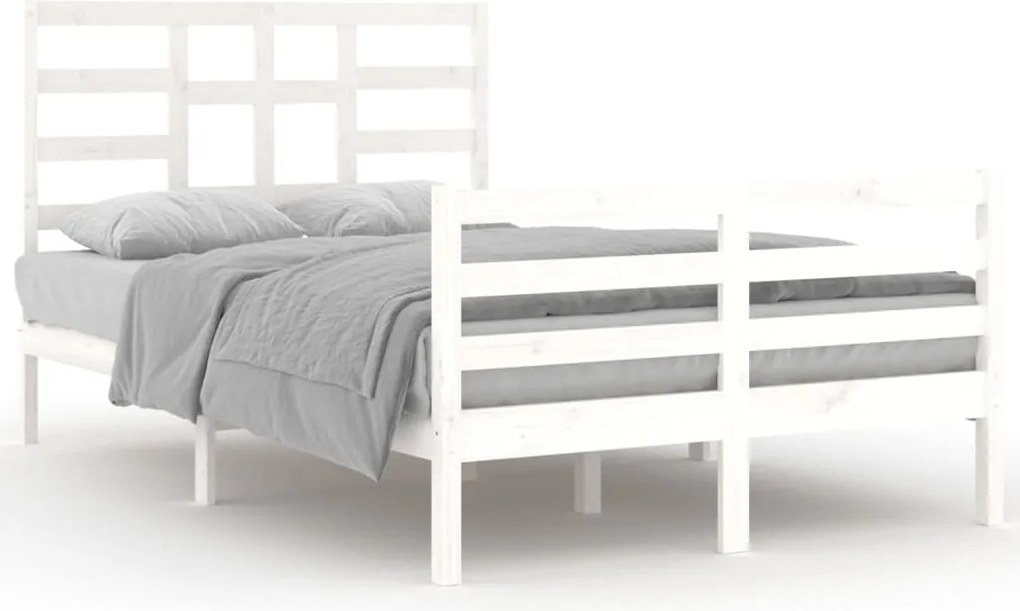 vidaXL Cadru de pat, alb, 120x200 cm, lemn masiv