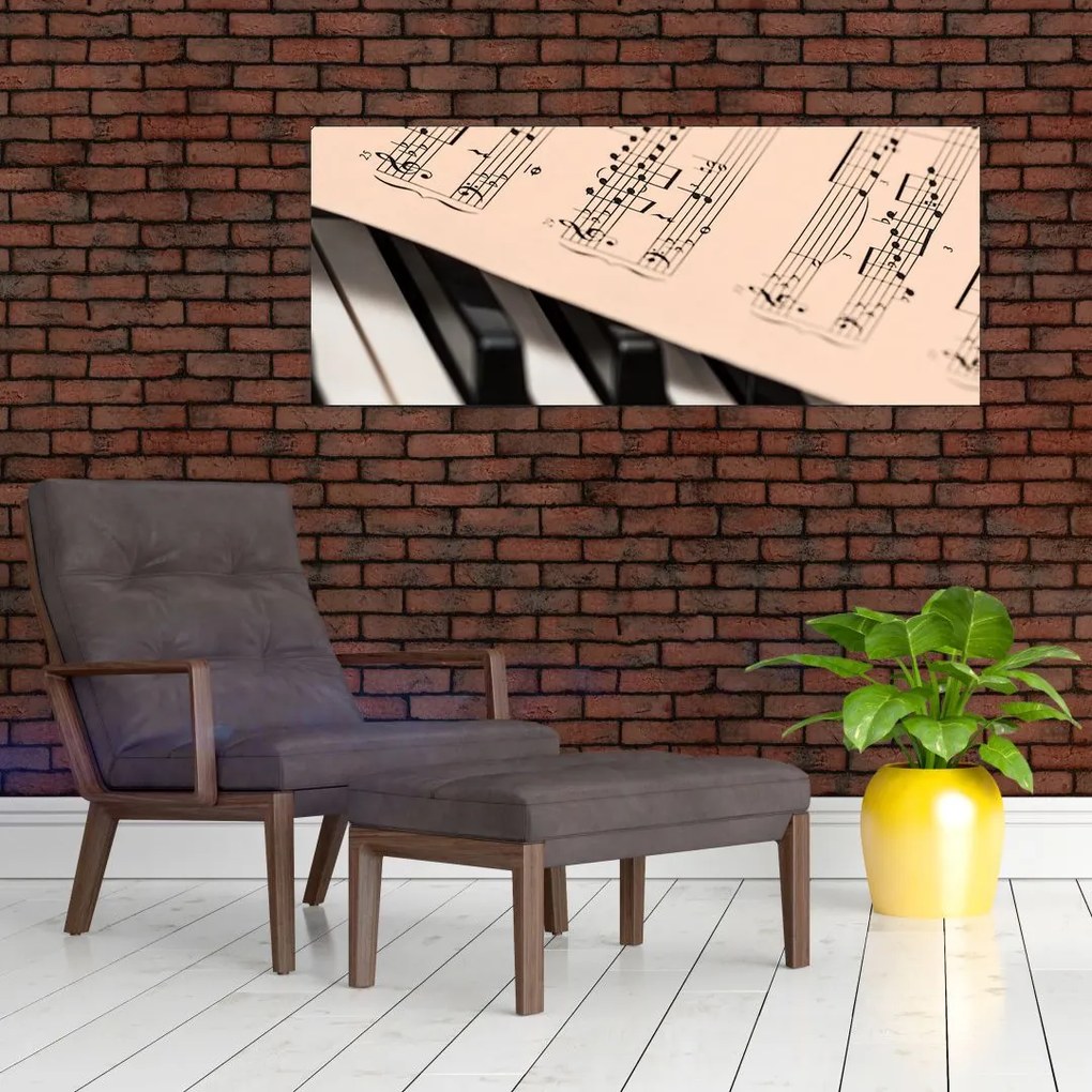 Tablou cu pian și notele muzicale (120x50 cm)