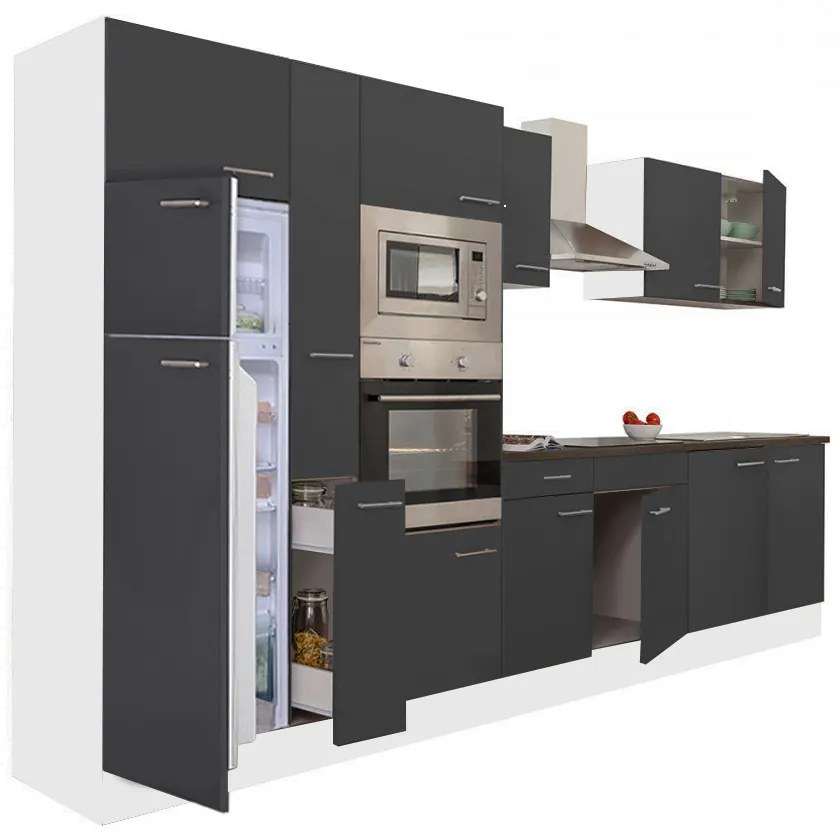 Mobilă de bucătărie Yorki 360, corp alb, față antracit satinat
