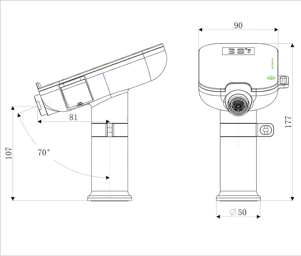 Baterie de baie cu afisaj digital al temperaturii si suport pentru telefon crom, Form Digital Crom lucios