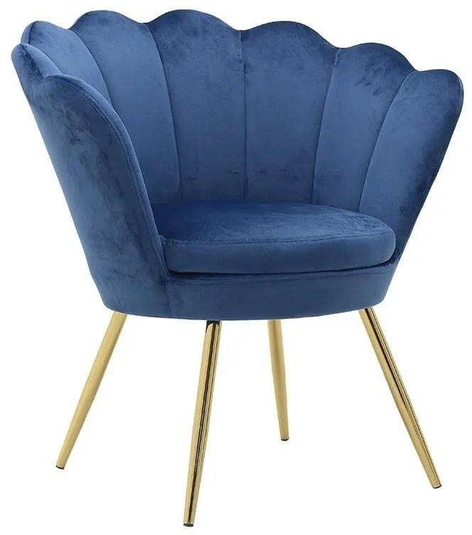 Fotoliu Blue Gold Velvet 76cm x 60cm x 80cm
