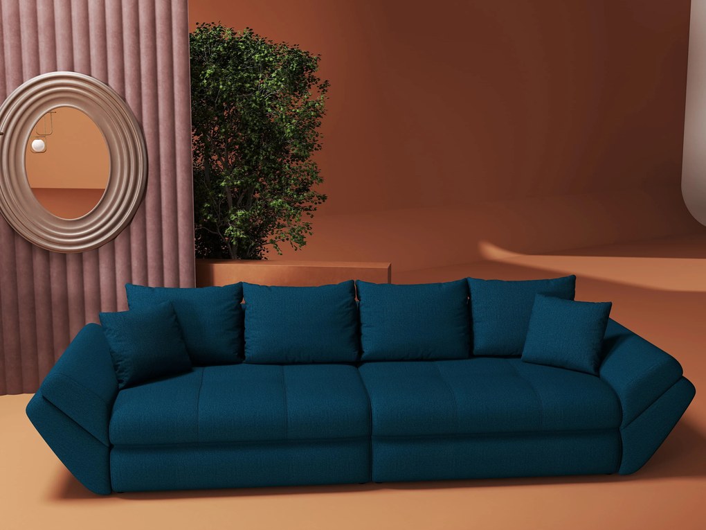 Canapea extensibilă dumonde cu ladă de depozitare si sezut confortabil din spuma high-density, Loana Enjoy Petrol 300x100 cm