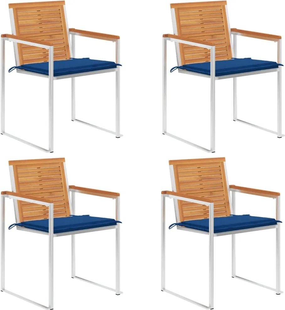 vidaXL Scaune de grădină cu perne, 4 buc., lemn masiv de acacia