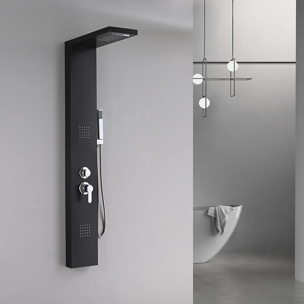 Panou de duș cu hidromasaj Malaga Black