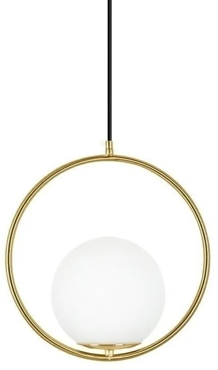 Lustra design miminalist, Metal auriu, Glob Sticla, AURELIA 25