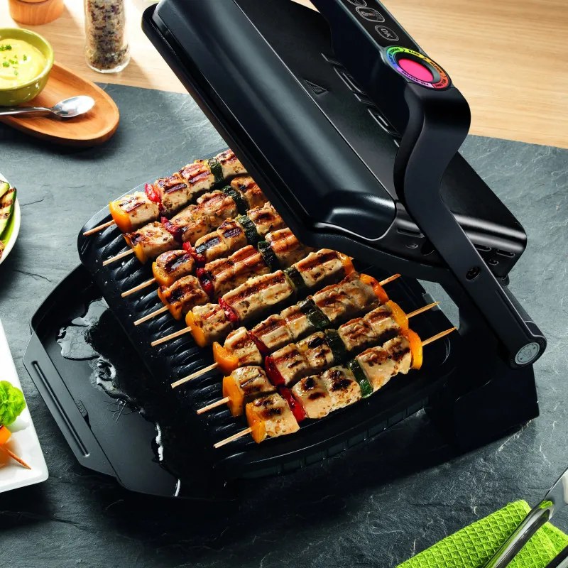 Gratar electric Tefal OptiGrill+ Snacking&Baking GC714834, 2000W, 6 programe, Functie alimente congelate, Acoperire antiaderenta din teflon, Accesoriu pentru gustari si copt, Max 240°C, Negru