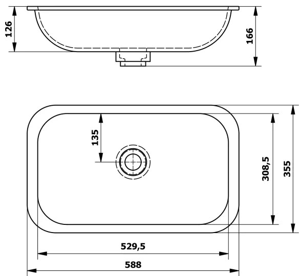 Sapho - Lavoar încastrat IMPALA 58,8 x 35,5 cm, alb