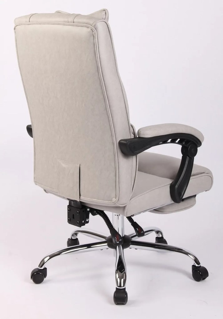 Scaun directorial, buretare generoasa, suport picioare, inaltime reglabila, piele PU Premium, Gri