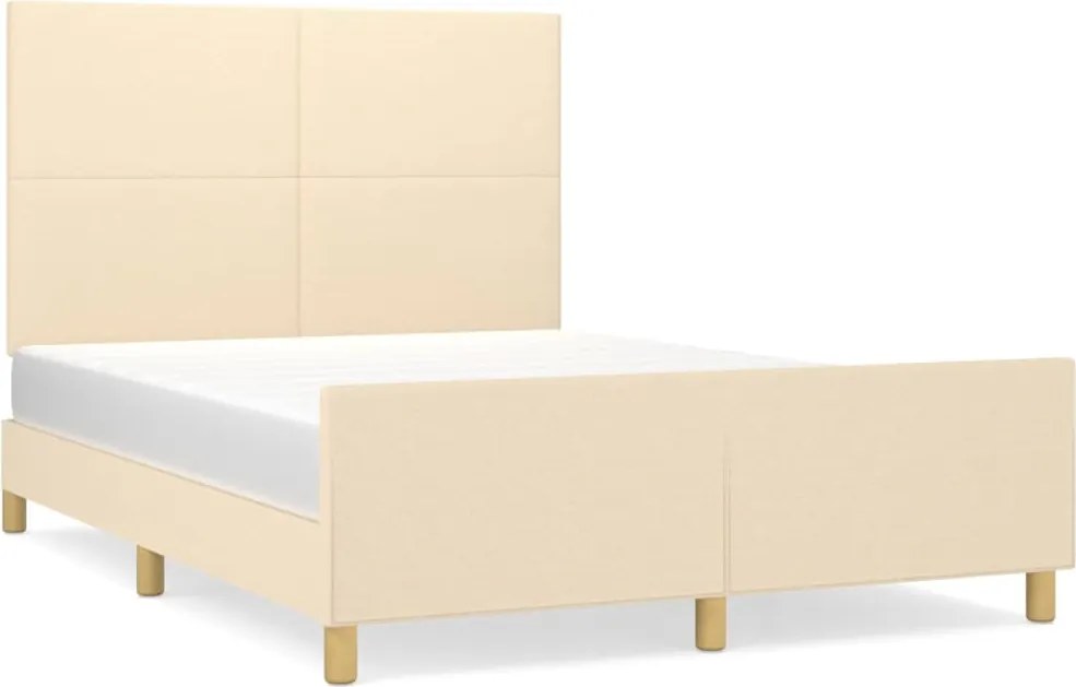 vidaXL Cadru de pat fără saltea, crem, 140x200 cm, textil