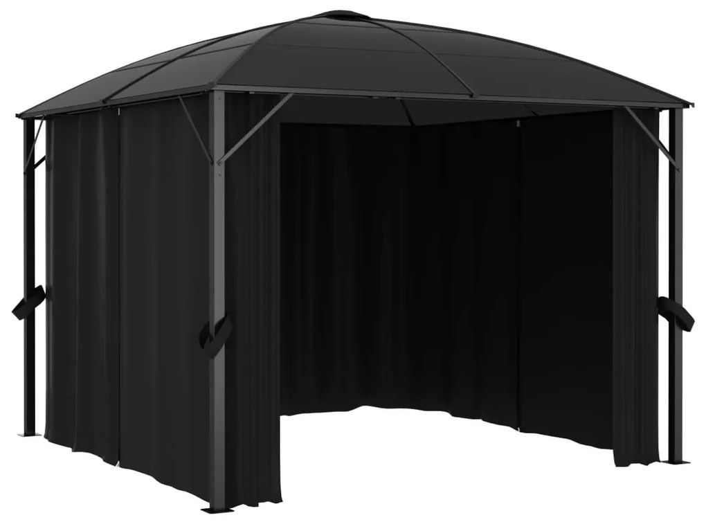 Pavilion cu perdele, antracit, 300 x 300 x 265 cm