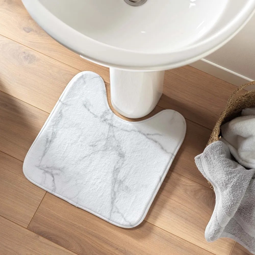 Covoraș de baie alb-gri pentru WC 45x45 cm Marbre – douceur d'intérieur