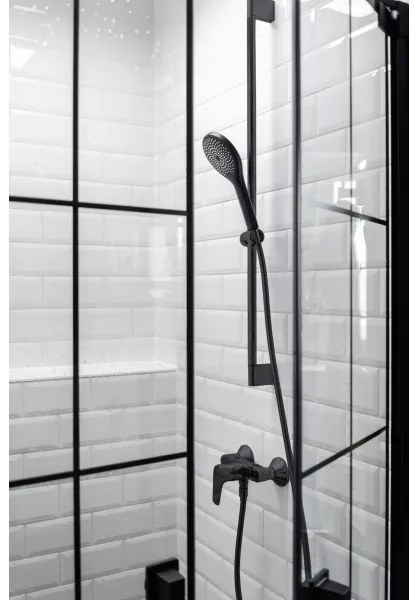 WENKO 24922100 - Cap de duș cu sistem de economisire a apei, 9,5 x 9,5 cm, negru