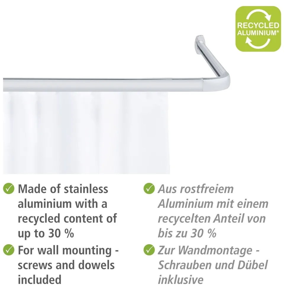 Bară pentru perdea de duș argintiu-lucios Era – Wenko