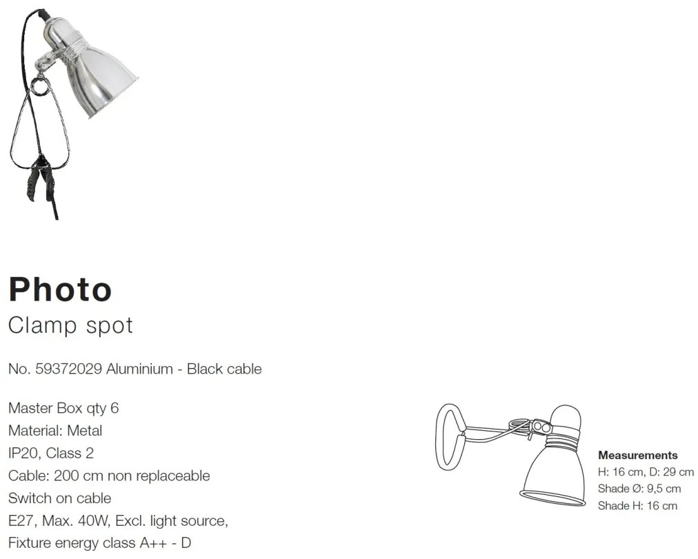 Veioza / Lampa cu clip design minimalist Photo 59372029NL