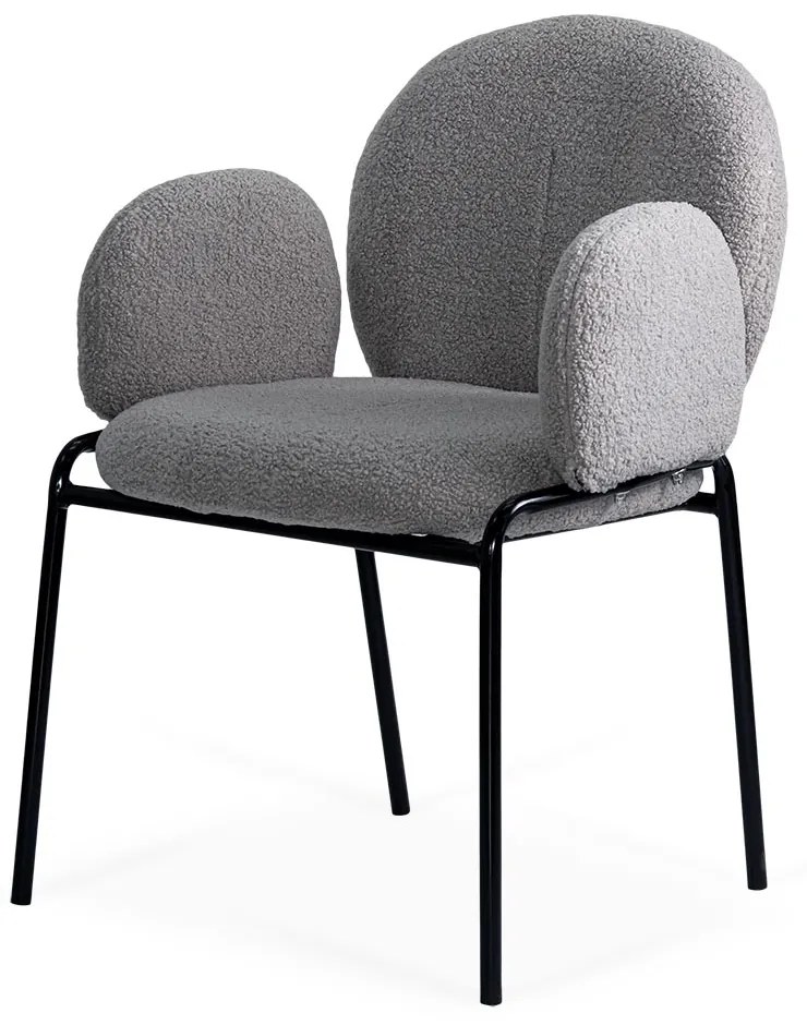 Scaun dining gri boucle cu cadru metalic negru BUC 281