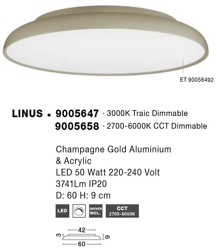 Plafoniera LED dimabila design circular LINUS D-60cm