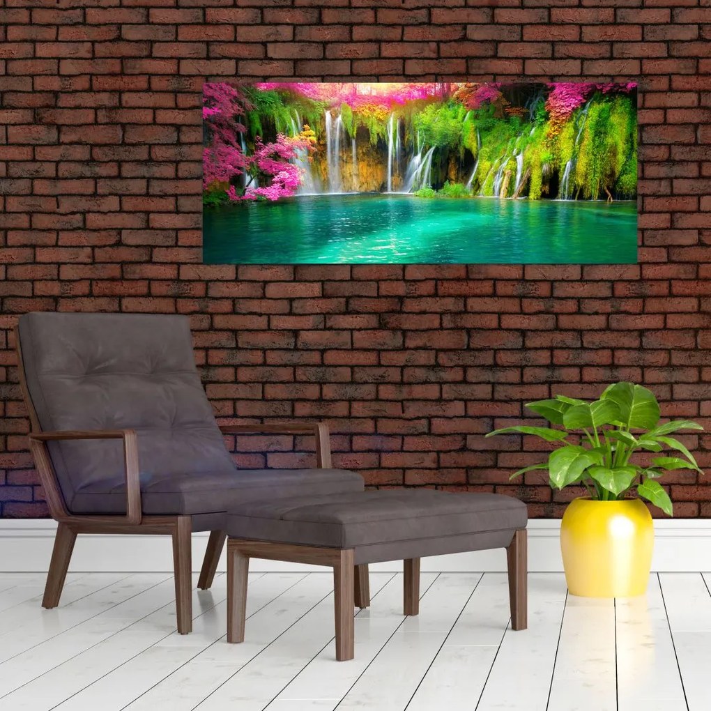 Tablou - Cascada, Lacurile Plitvice, Croația (120x50 cm)