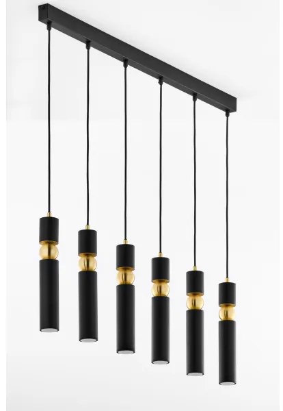 Lustră pe cablu Jupiter 2005 ALAS 6xGU10/10W/230V negru/auriu
