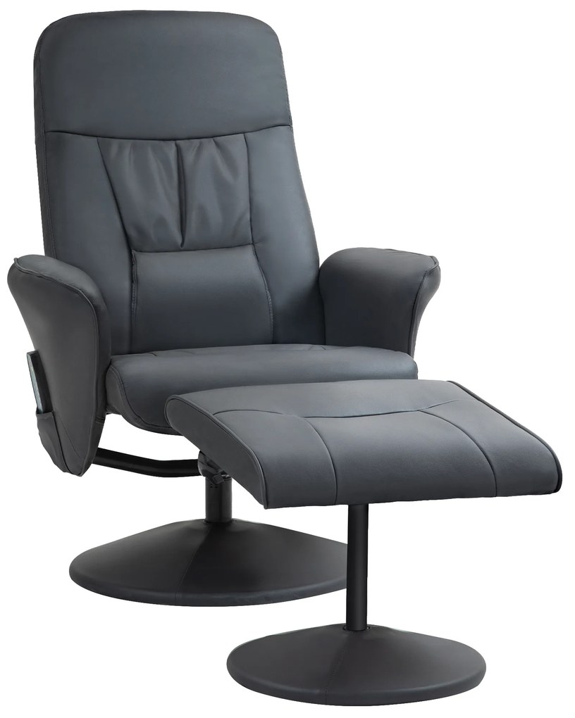 HOMCOM Fotoliu de masaj cu scaun, Scaun ergonomic cu 10 puncte de vibrații, Piele artificială, 76 x 81 x 105 cm, Gri închis | Aosom Romania