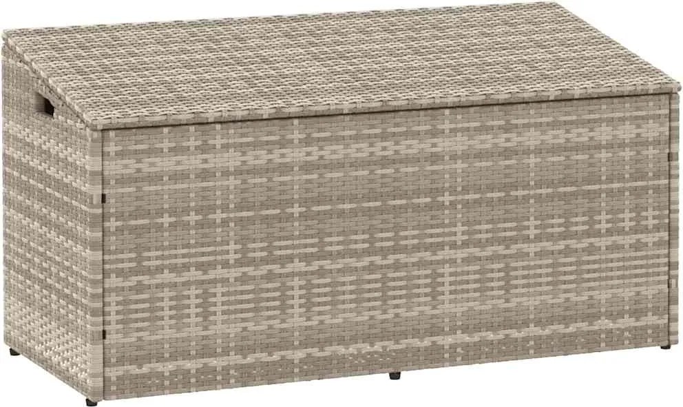 vidaXL Cutie de depozitare grădină gri deschis 110x50x58 cm polirattan