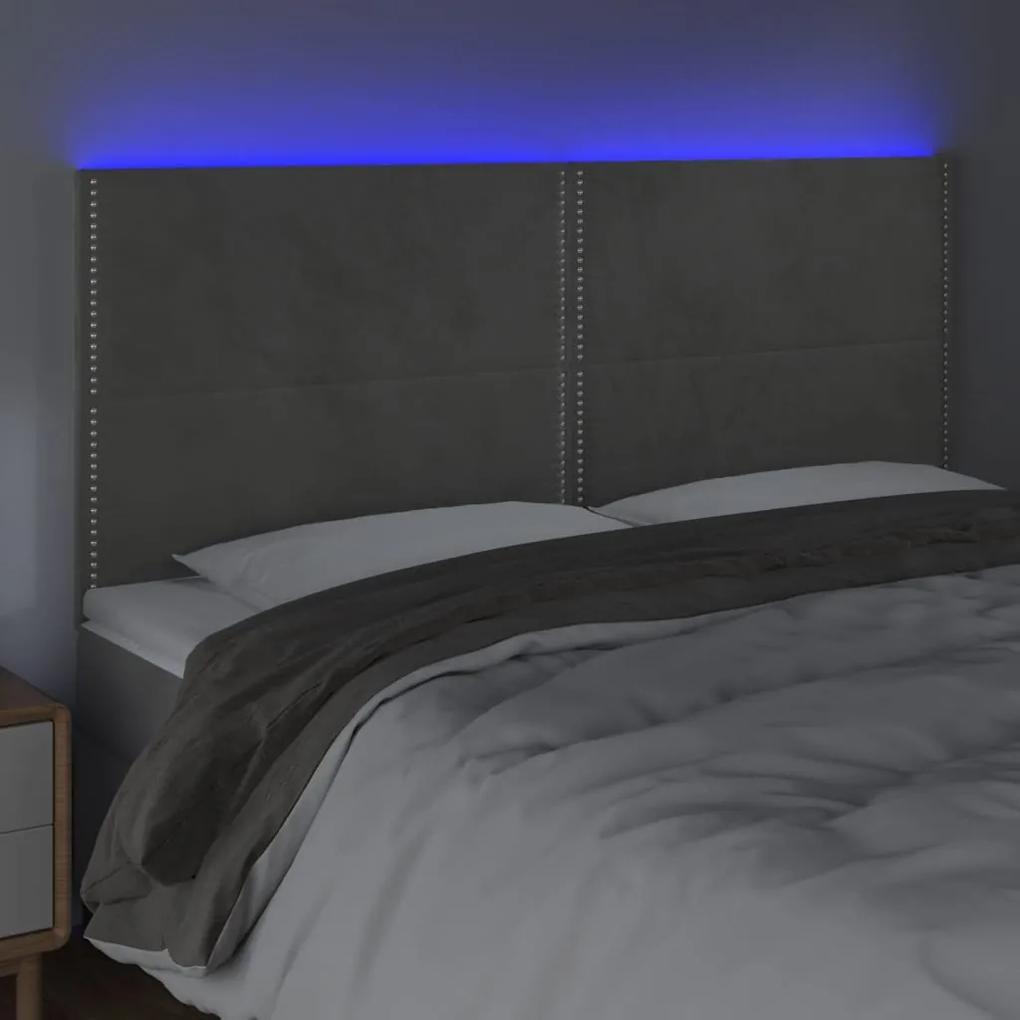 Tablie de pat cu LED, gri deschis, 160x5x118 128 cm, catifea 1, Gri deschis, 160 x 5 x 118 128 cm
