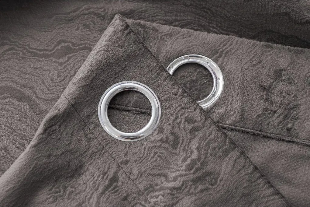 Draperie opaca DUNES VELVET 140x250 cm, gri inchis Agatat: Inele metalice