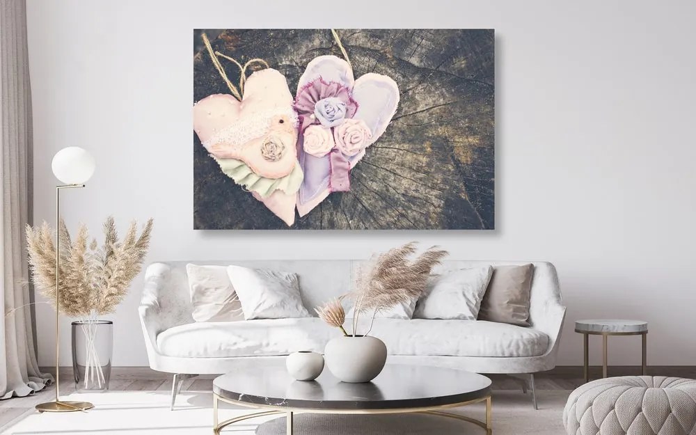 Tablou handmade inimioară pe trunchi