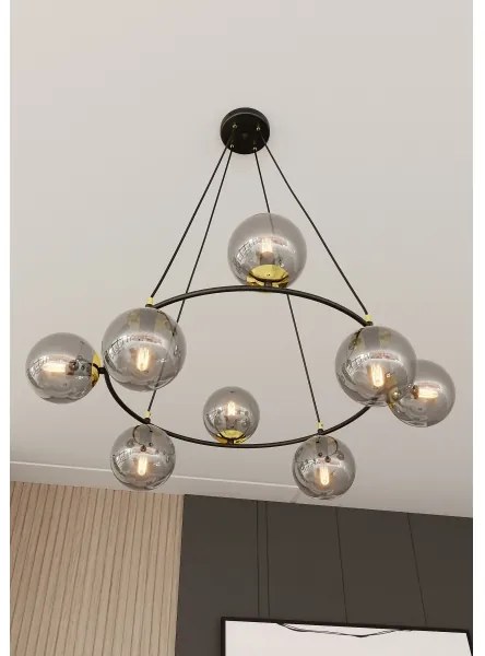 Lustră pe cablu AZURA 8xE14/10W/230V negru/gri