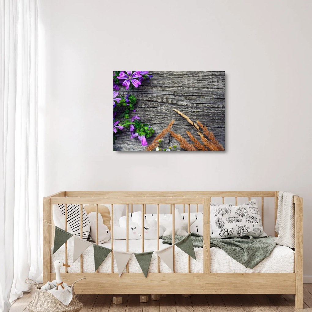 Tablou pe sticlă - flori de câmp (70x50 cm)