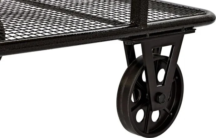 Măsuță de cafea cu roți, stil industrial modern, culoare negru, din metal și lemn de molid, „Spruce”