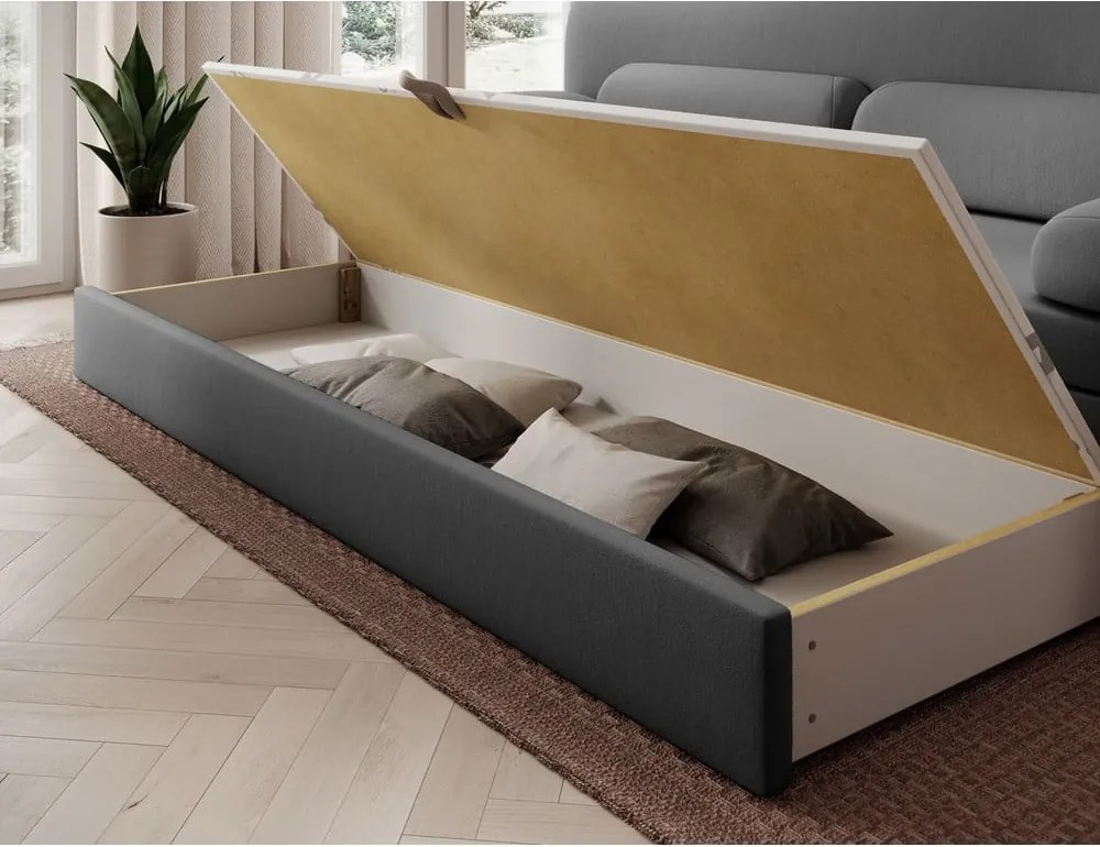 Canapea taupe extensibilă/cu spațiu de depozitare cu tapițerie din catifea 236 cm Elioss – ELTAP