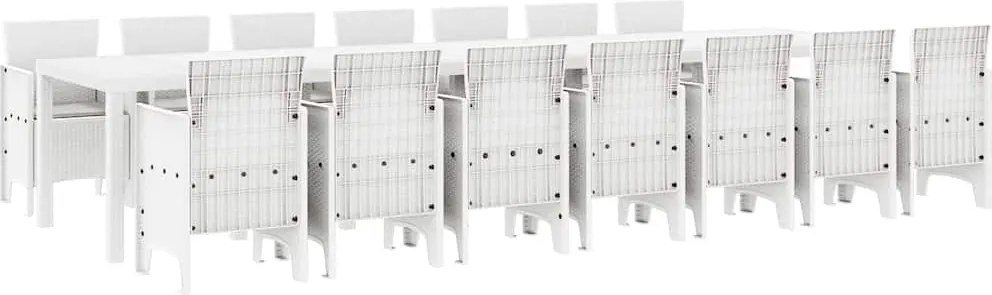 vidaXL Set de masă de grădină cu perne cu pernă 15 pcs Alb PP