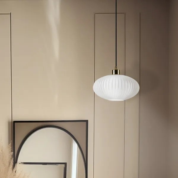 Lustră pe cablu HARMA 1xE27/15W/230V d. 25 cm alb/auriu