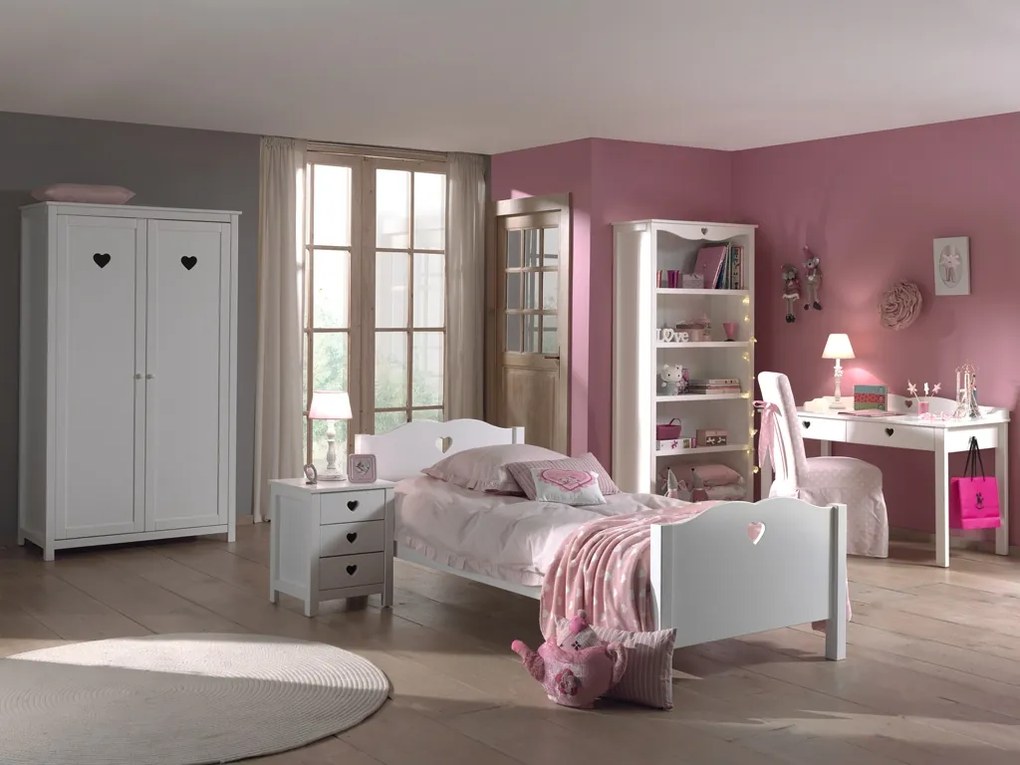 Set AMORI Mobilier Cameră Copii, 5 Piese, Alb, Stil Romantic – Vipack