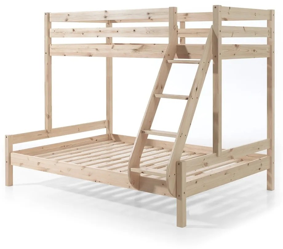 Pat supraetajat din lemn de pin 140x200/90x200 cm Pino - Vipack