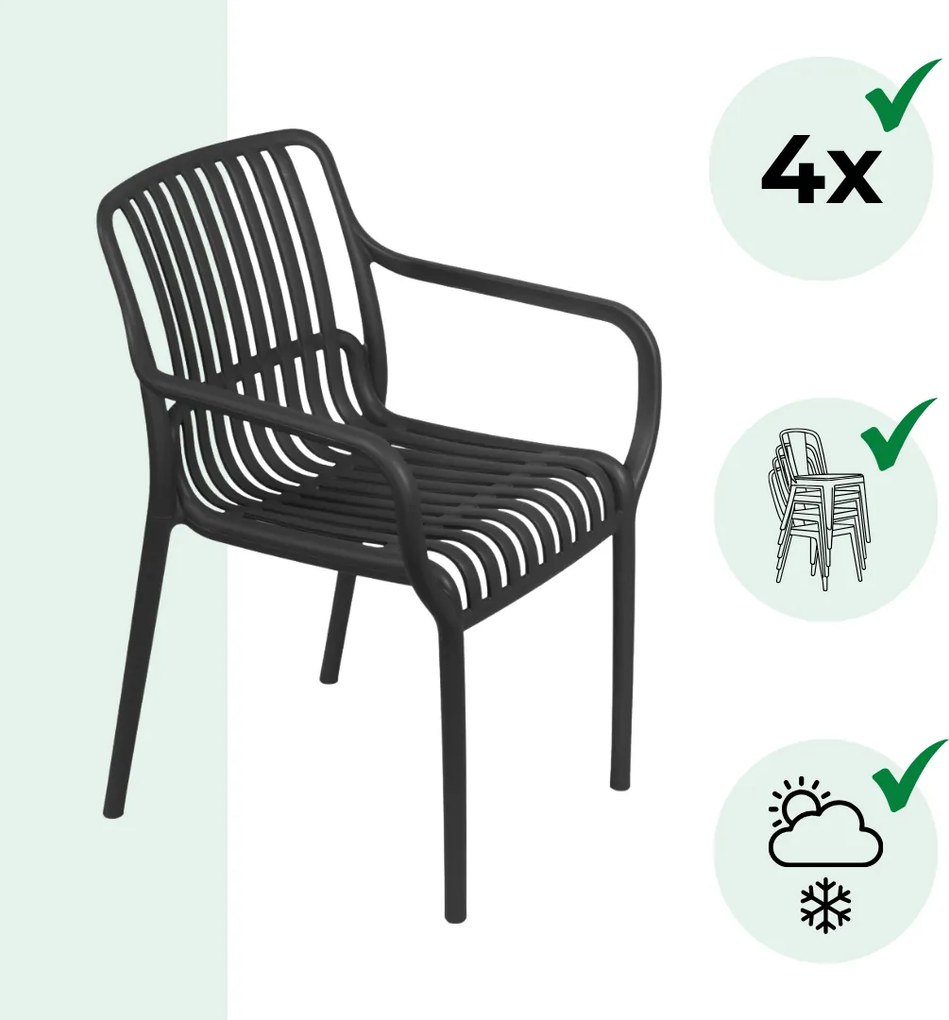 Scaun de grădină LUISE, set 4 buc., antracit I.P.A.E-Progarden