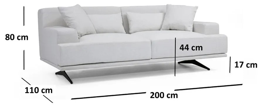 Canapea gri deschis 200 cm Bentley – Balcab Home