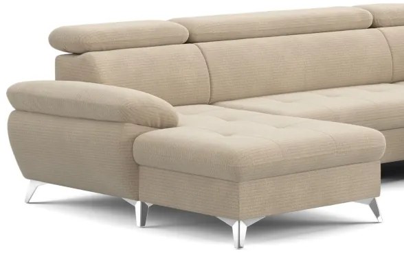 Canapea colțar extensibilă cu spațiu depozitare U CATANIA, dreapta, bej