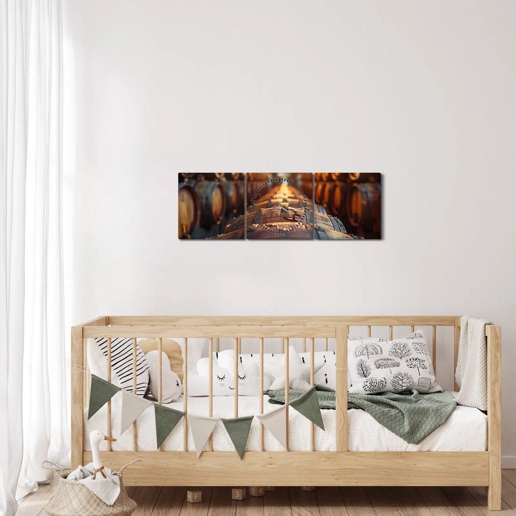 Tablou - Pivniță de vinuri (cu ceas) (90x30 cm)