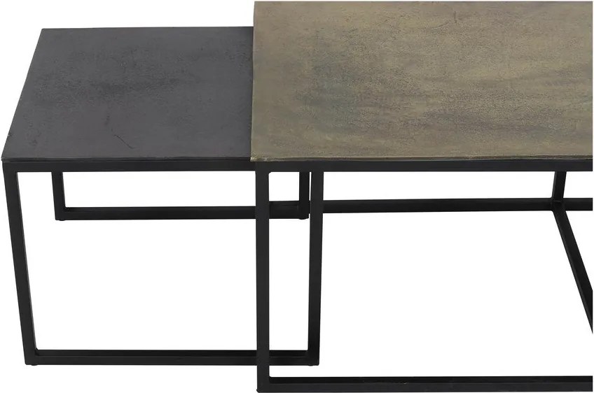 Măsuțe de cafea negre/în culoarea bronz 3 buc. din metal 50x120 cm Kumalu – Light &amp; Living