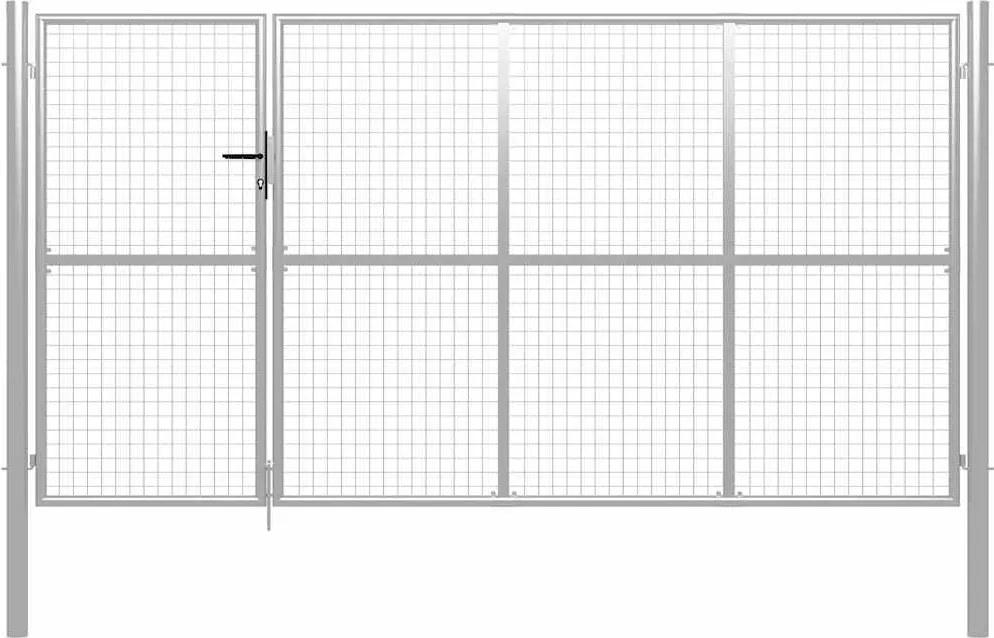vidaXL Poartă de grădină, argintiu, 350 x 150 cm, oțel