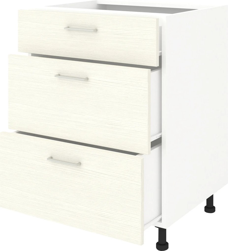 Corp Baza Lecce, 3 Sertare, Larice/Alb, 60 x 50 x 80 cm