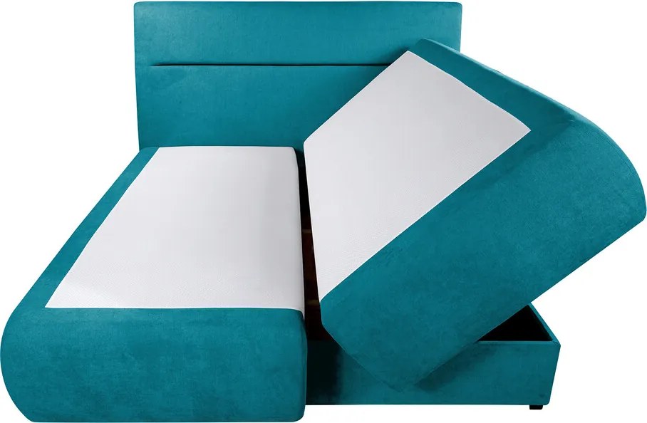 Pat matrimonial, Bergen Memory, 160x200 cm, cu spatiu pentru depozitare, Turcoaz