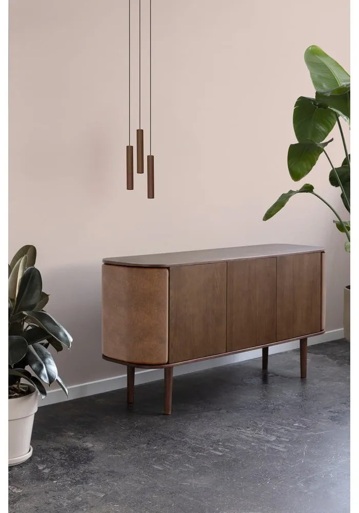 Comodă neagră/maro joasă cu aspect de lemn de stejar 150x75 cm Treasures – UMAGE