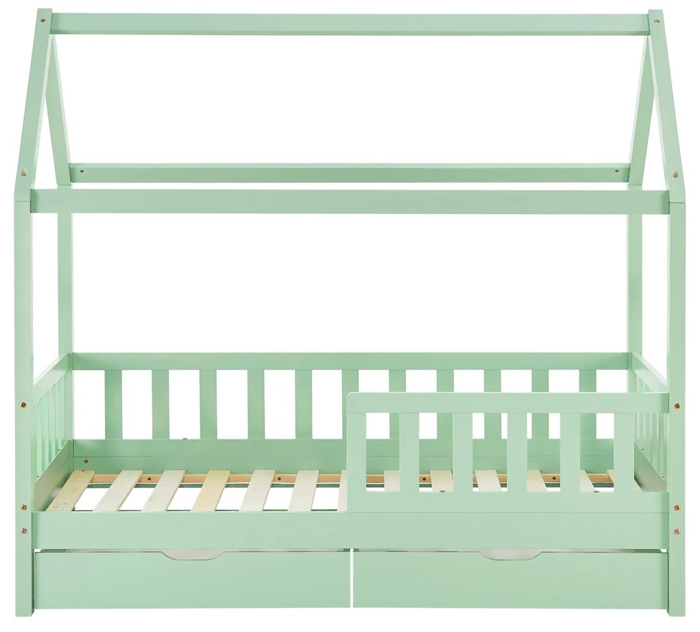 Patut Marli 90 x 200 cm cu 2 sertare si grilaj cu lamele - mentol